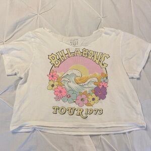 white billabong off the shoulder crop top